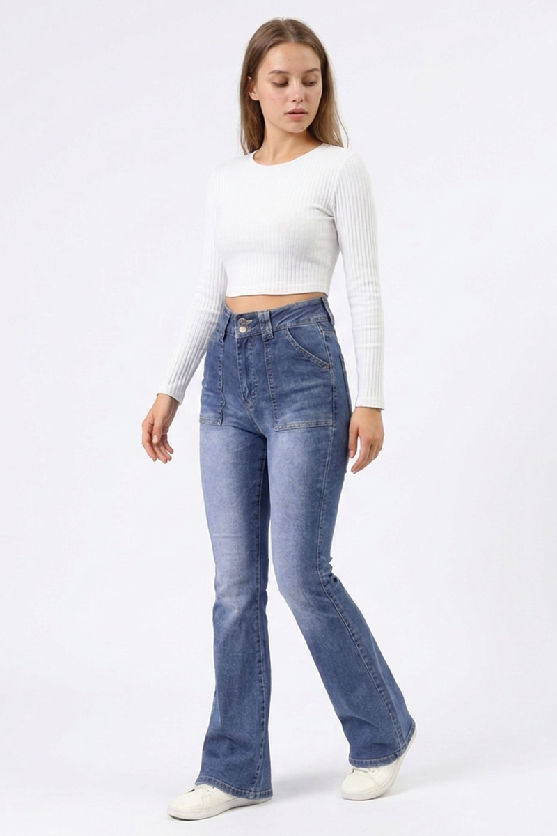 Women's High Waist Stretch Flare Jeans