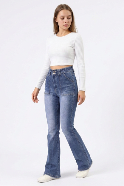 Women's High Waist Stretch Flare Jeans