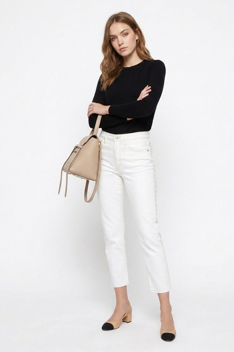 Women's High Waist Slim Fit Straight Leg Jeans