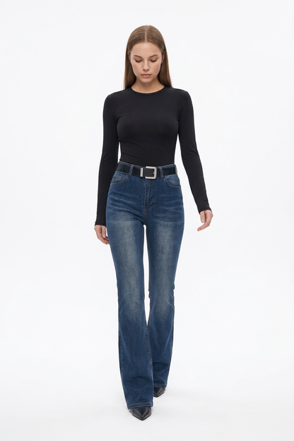 Women's Classic Washed High Waist Flare Jeans