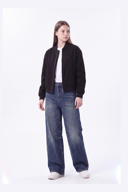 Women's 100% Cotton High Waist Relaxed-Fit Wide Leg Jeans
