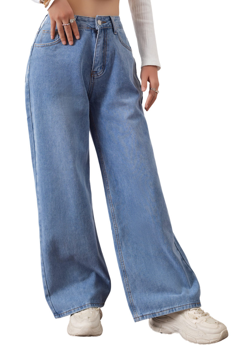 Women's High Waist Baggy Straight Leg Jeans