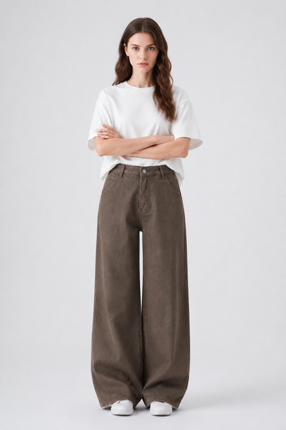 Women's High Waist Non-Stretch Wide Leg Jeans