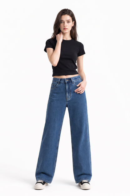 Women's High Waist Soft Straight Leg Jeans