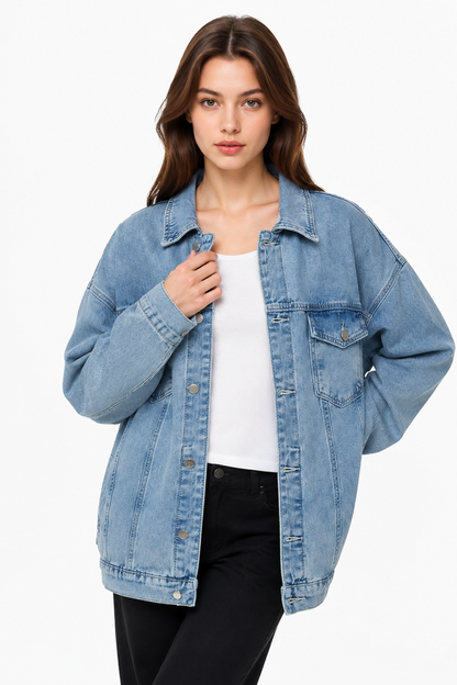 Women's Oversized Drop Shoulder Denim Jacket
