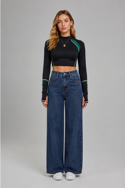 Women's High Waist Heavyweight Wide Leg Jeans