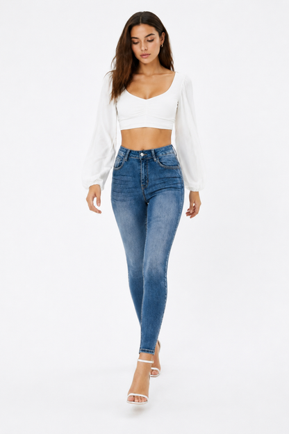 Women's Wash Stretch High Waist Slim Fit Skinny Jeans
