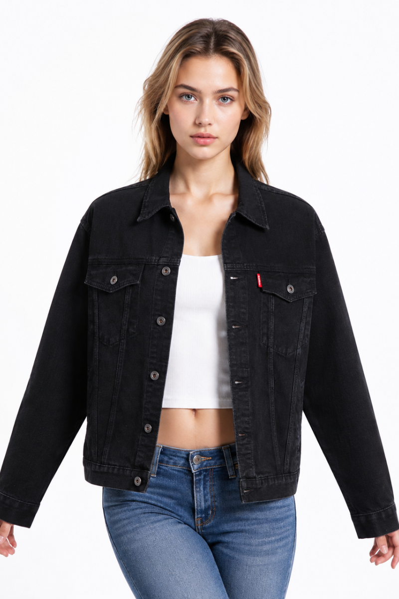 Women's Classic Black Denim Jacket