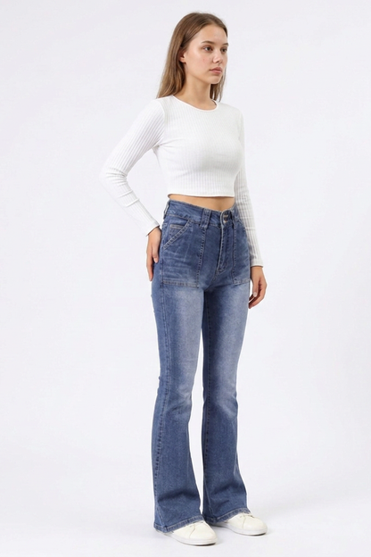 Women's High Waist Stretch Flare Jeans