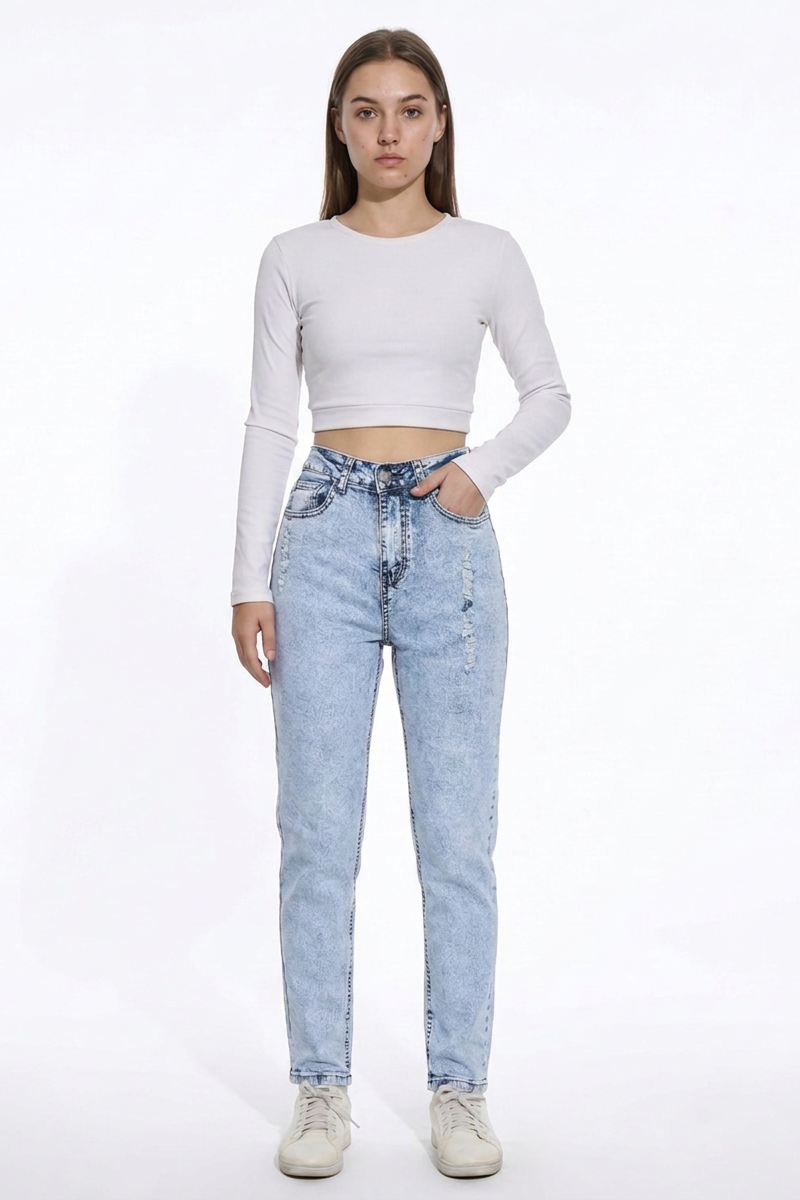 Women's Vintage High Waist Slim Straight Leg Jeans