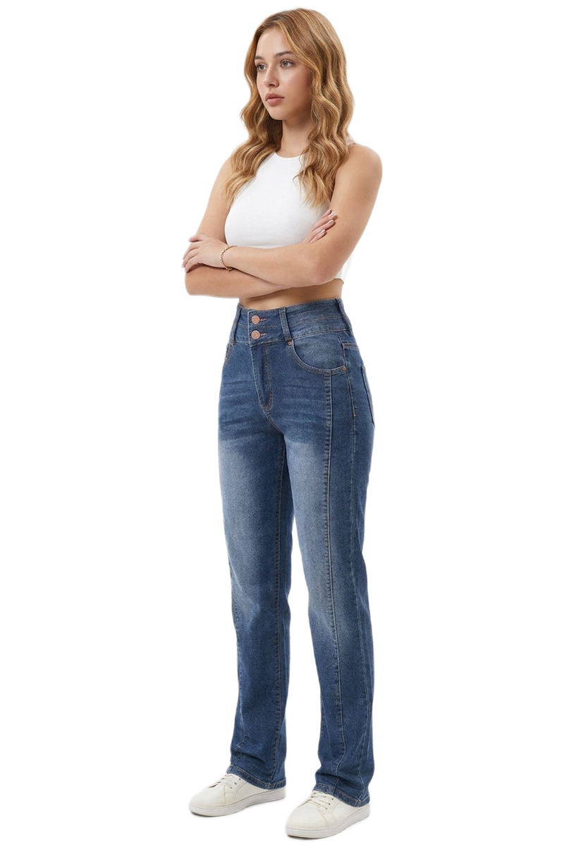 Women's Wash High Waist Straight Leg Jeans