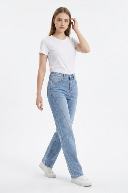 Women's Classic High Waist Stretch Straight Leg Jeans