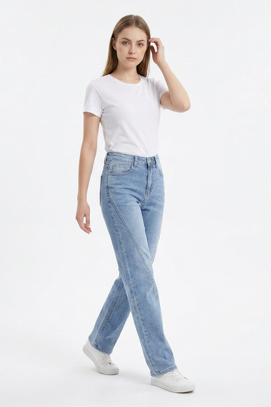 Women's Classic High Waist Stretch Straight Leg Jeans