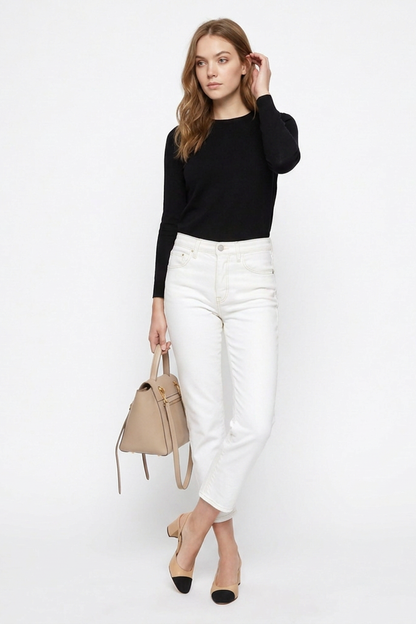 Women's High Waist Slim Fit Straight Leg Jeans