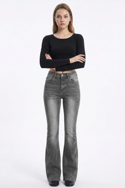 Women's Wash High Waist Stretch Slim Fit Flare Jeans