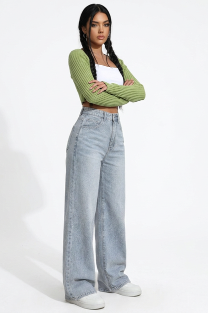 Women's Vintage Wash Loose Wide Leg Jeans