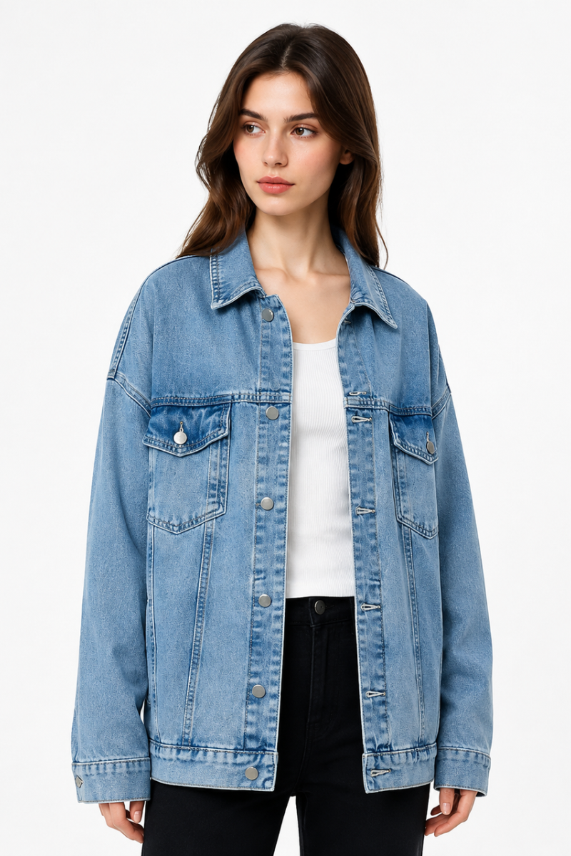 Women's Oversized Drop Shoulder Denim Jacket