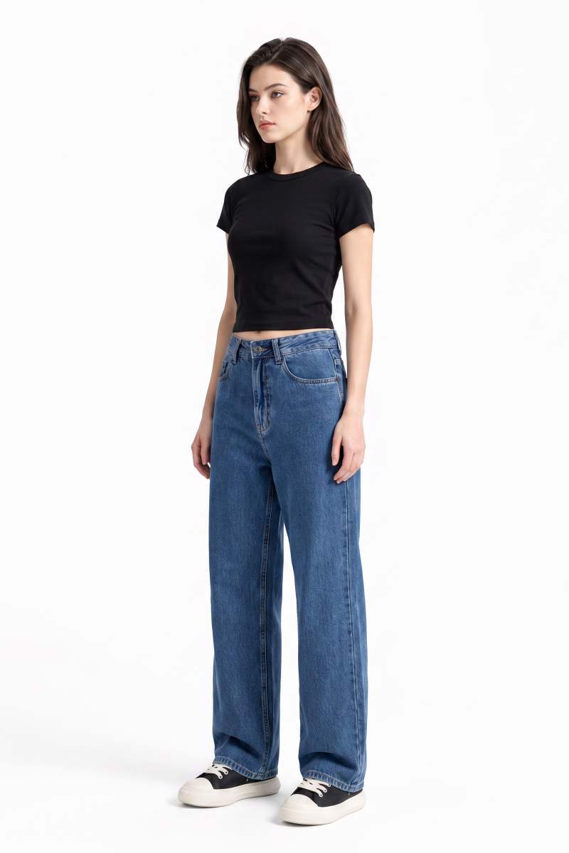 Women's High Waist Soft Straight Leg Jeans