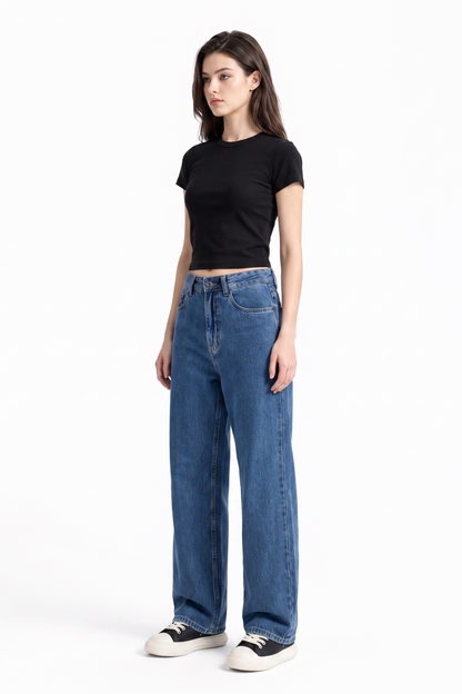 Women's High Waist Soft Straight Leg Jeans