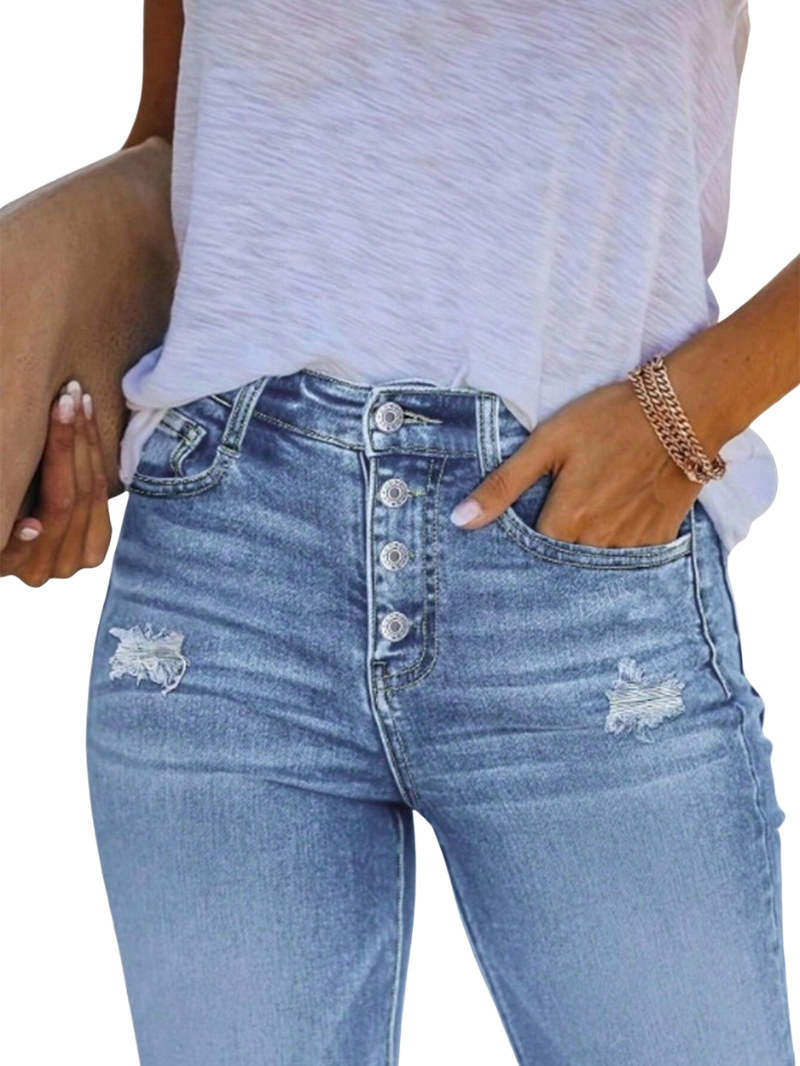 Women's High Waisted Button Fly Jeans