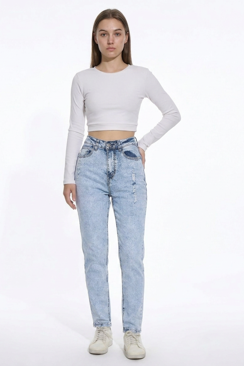 Women's Vintage High Waist Slim Straight Leg Jeans