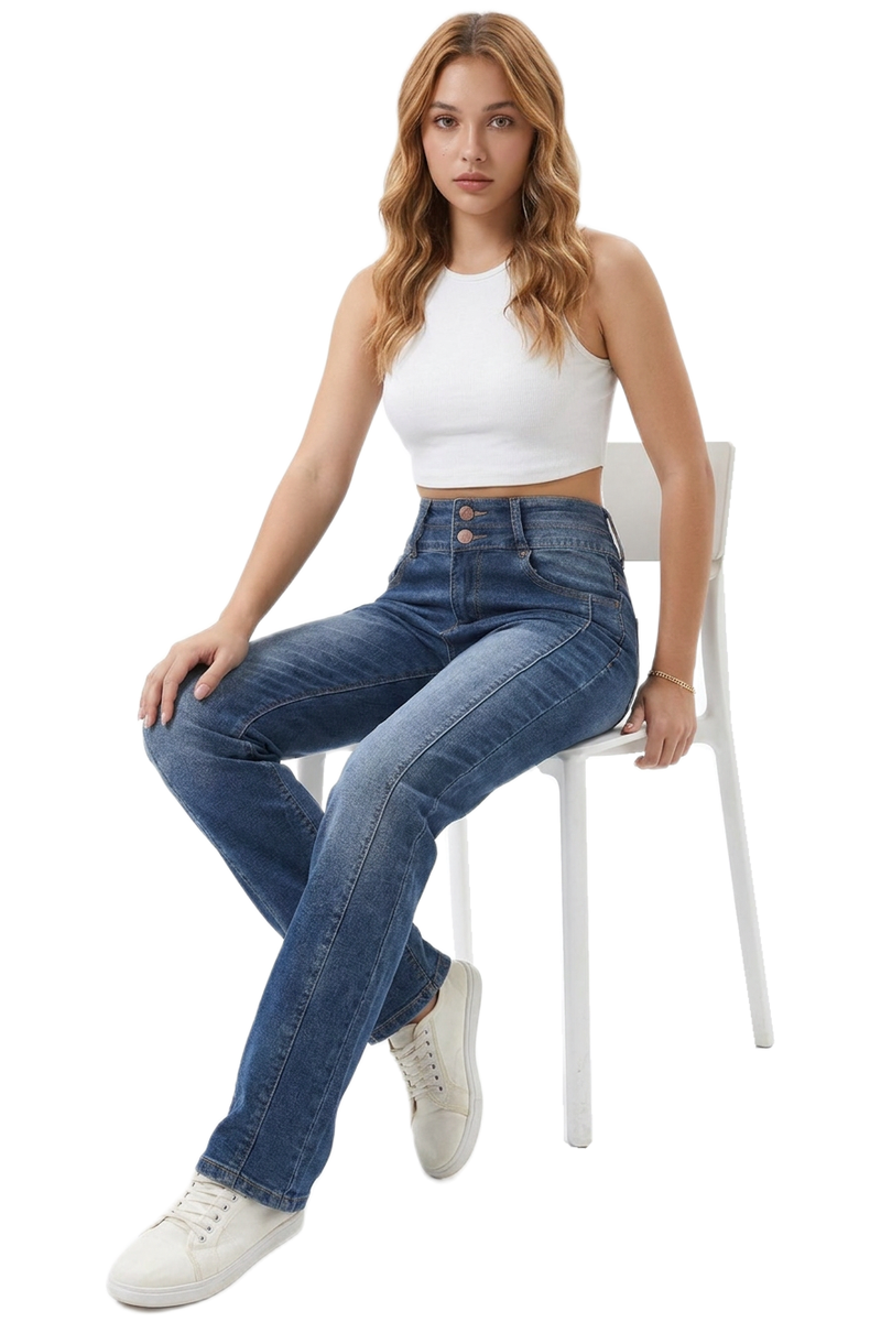 Women's Wash High Waist Straight Leg Jeans