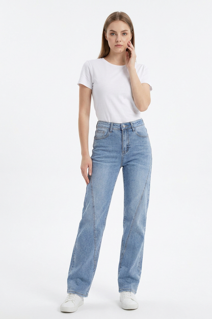 Women's Classic High Waist Stretch Straight Leg Jeans