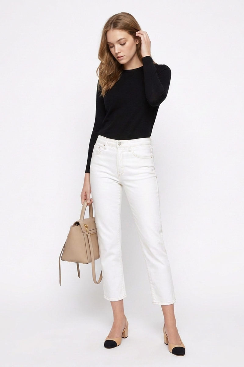 Women's High Waist Slim Fit Straight Leg Jeans