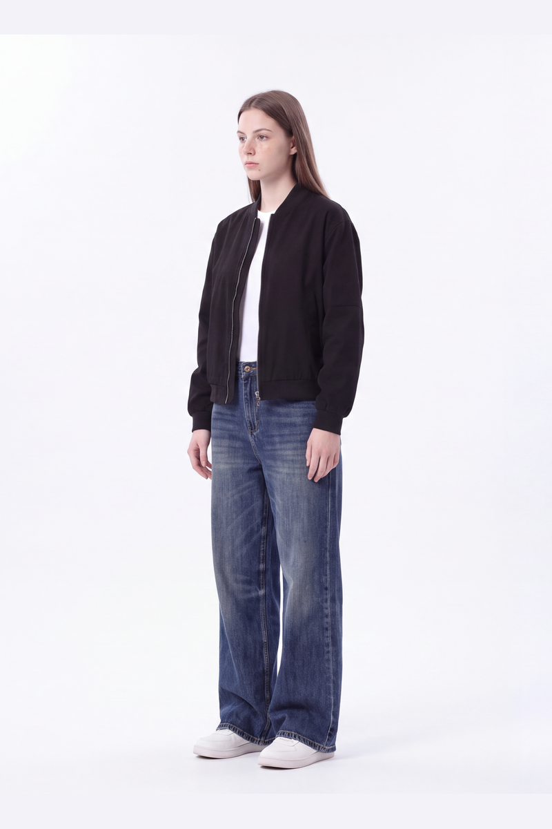 Women's 100% Cotton High Waist Relaxed-Fit Wide Leg Jeans