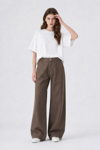 Women's High Waist Non-Stretch Wide Leg Jeans