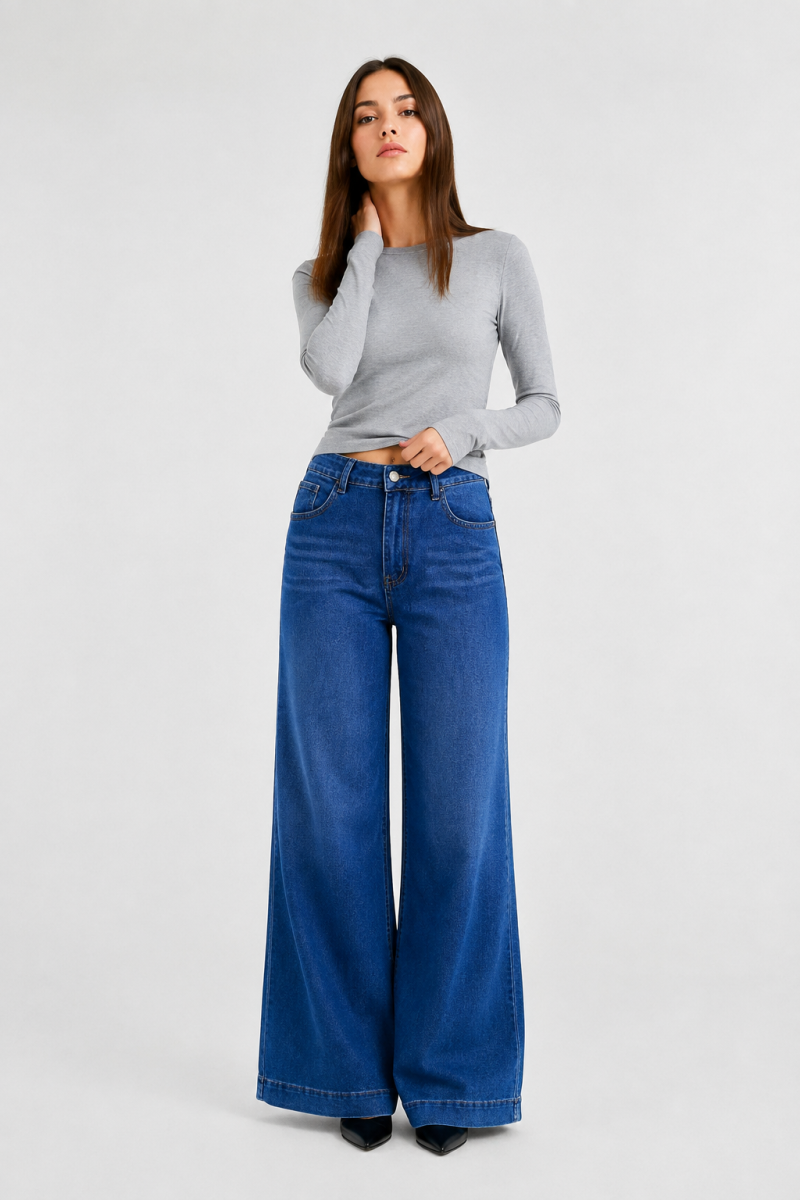 Women's High Waist Wide Leg Flare Jeans