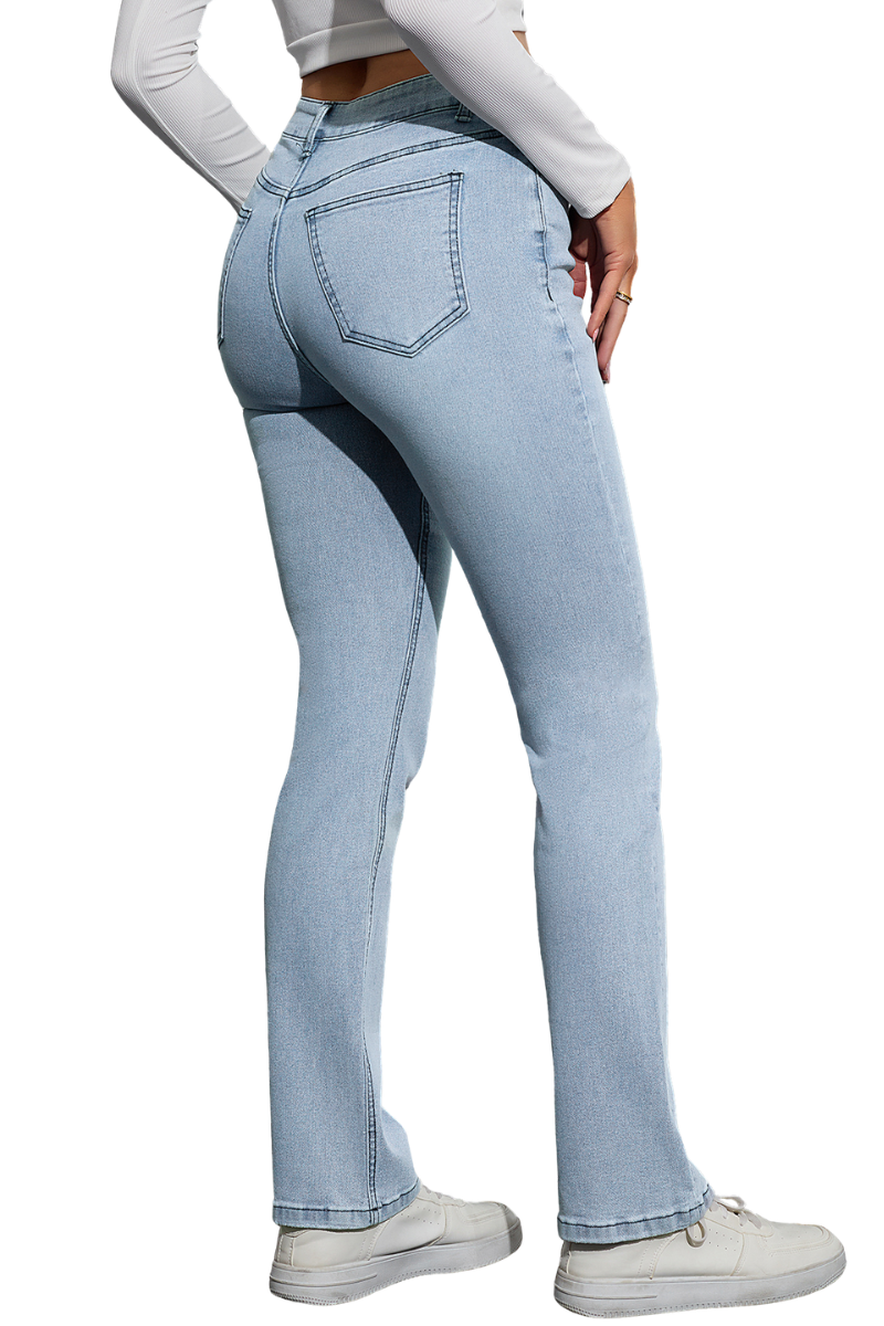 Women's High Waist Slim Straight Jeans