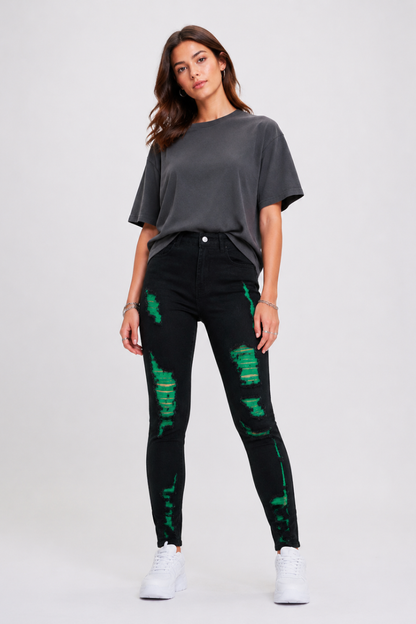 Women's High Waist Ripped Skinny Jeans