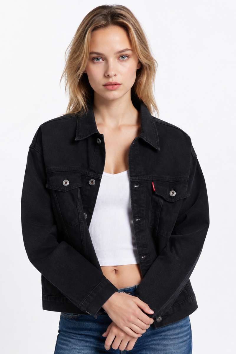 Women's Classic Black Denim Jacket