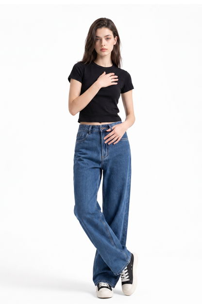 Women's High Waist Soft Straight Leg Jeans