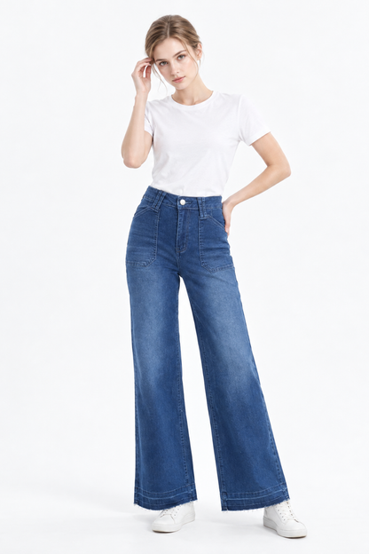 Women's Blue High Waist Wide Leg Jeans