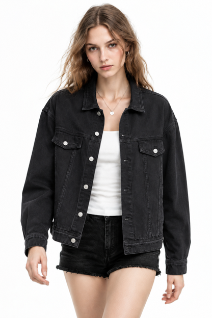 Women's  Oversized Washed Denim Jacket