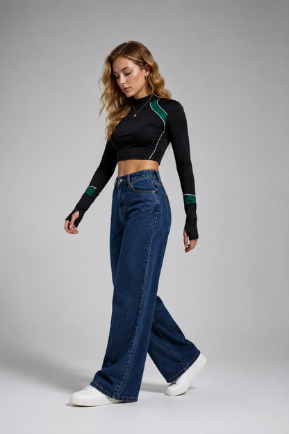 Women's High Waist Heavyweight Wide Leg Jeans