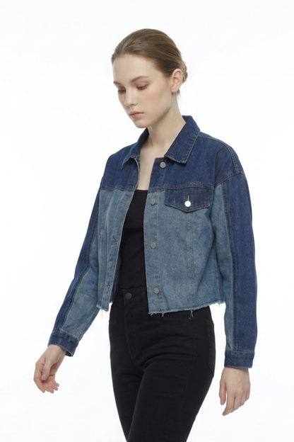 Women's Cropped Two-Tone Denim Jacket