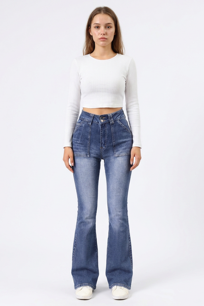 Women's High Waist Stretch Flare Jeans