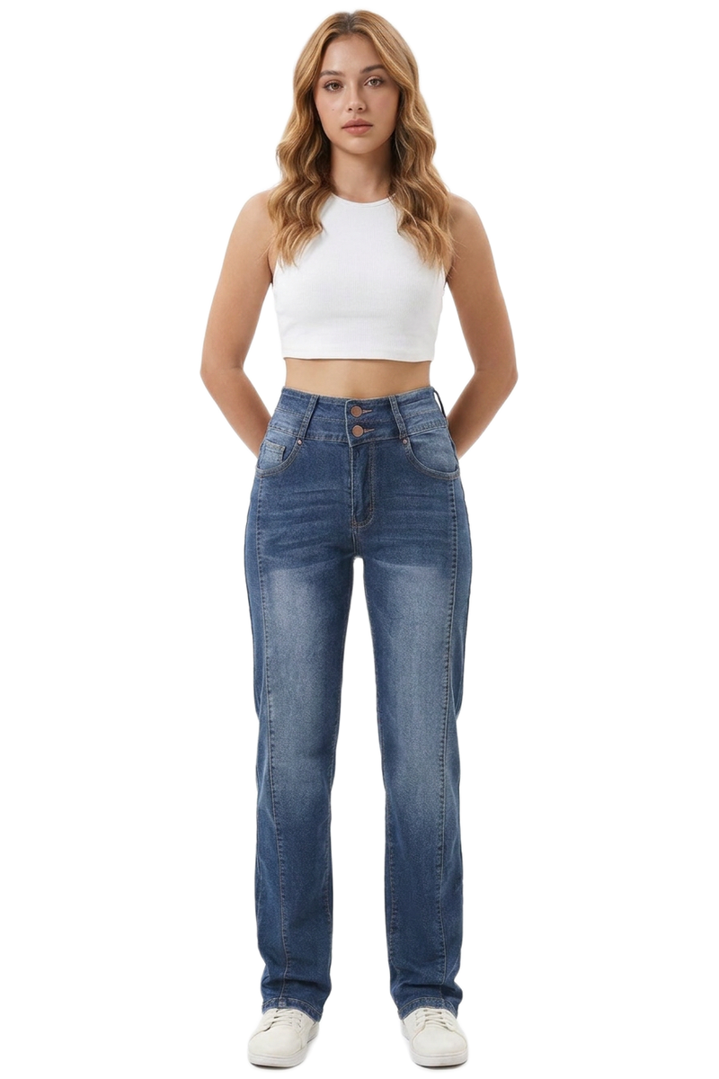 Women's Wash High Waist Straight Leg Jeans