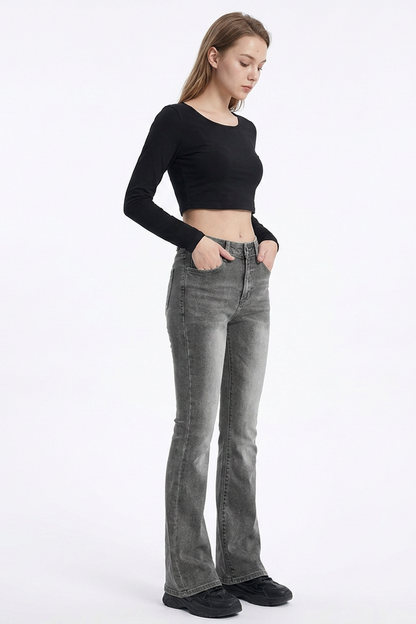 Women's Wash High Waist Stretch Slim Fit Flare Jeans