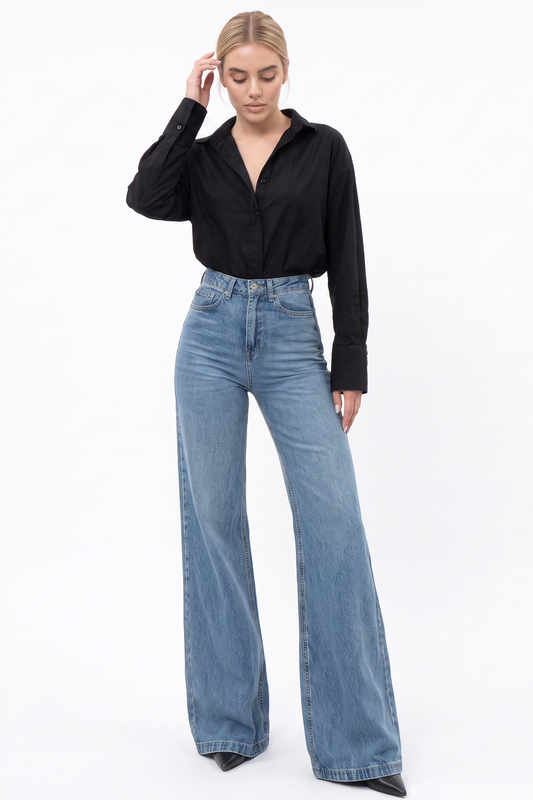 Women's Classic Wash High Waist Baggy Wide Leg Jeans