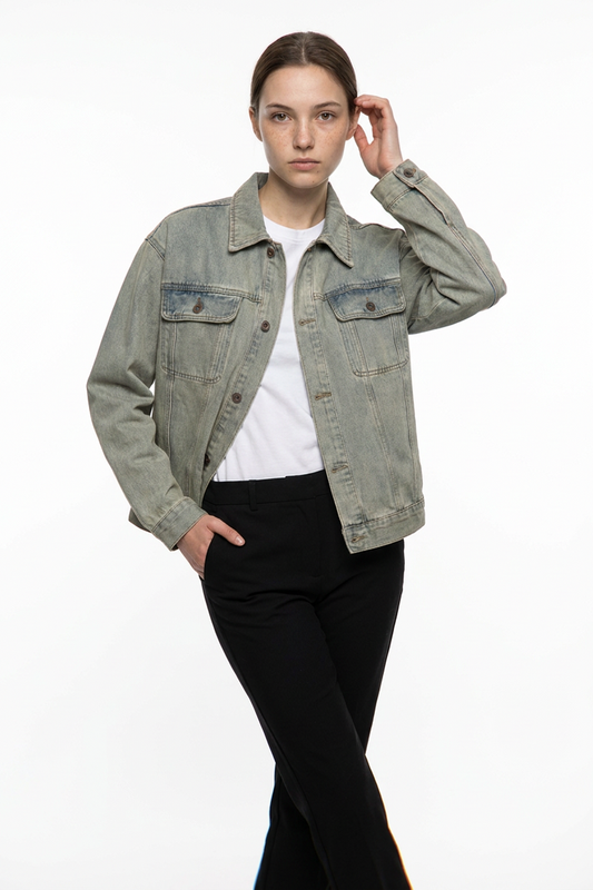 Women's Classic Vintage Blue Relaxed Fit Denim Jacket