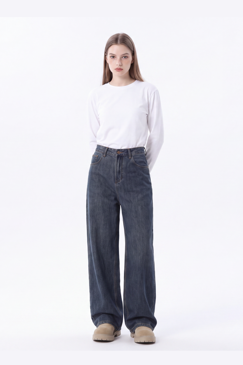 Women's Vintage High Waist Relaxed-Fit Wide Leg Jeans