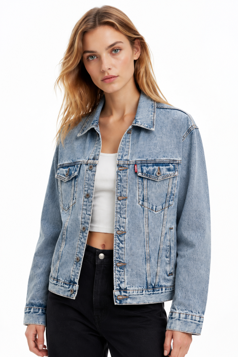 Women's Light Wash Drop Shoulder Denim Jacket