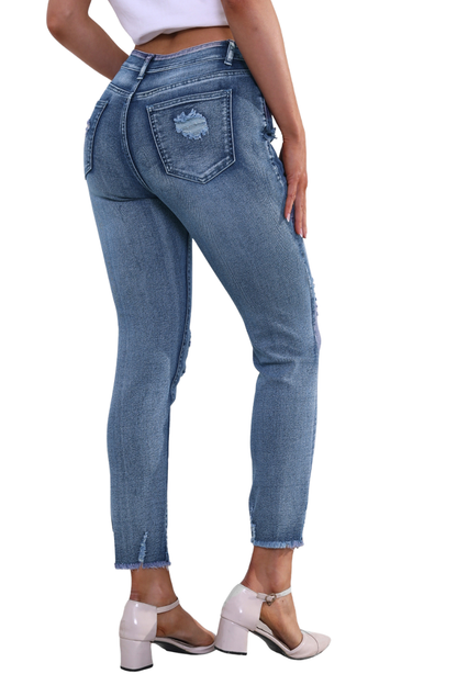 Women's High Waisted Distressed Skinny Jeans