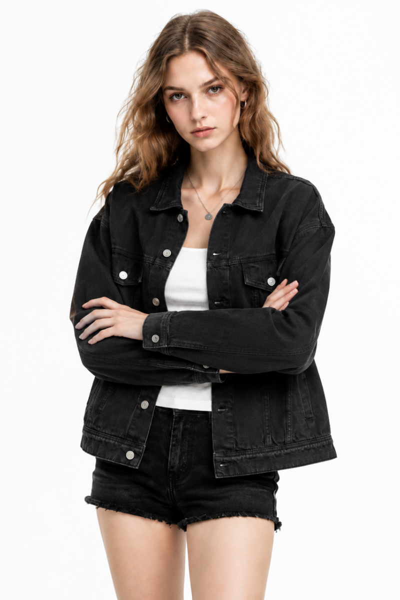 Women's  Oversized Washed Denim Jacket