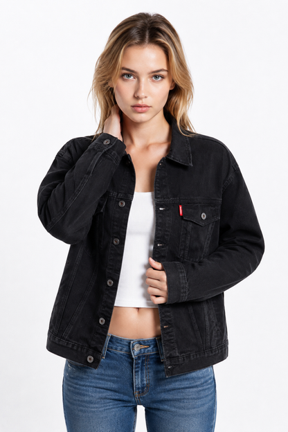 Women's Classic Black Denim Jacket
