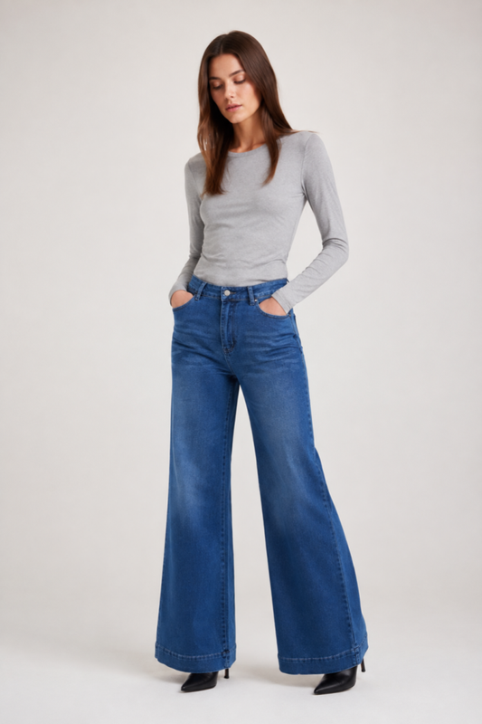 Women's High Waist Wide Leg Flare Jeans